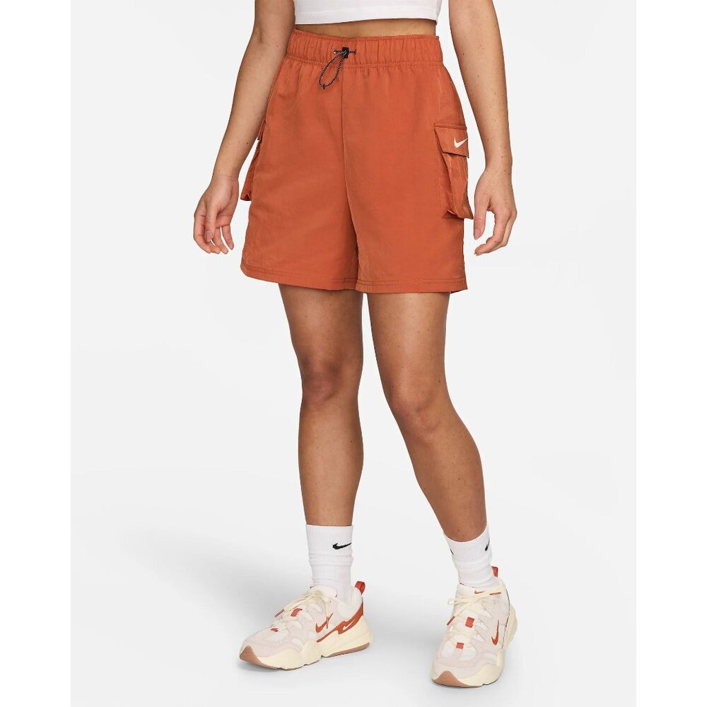 New Nike Women's Woven High Rise Burnt Sunrise/Sail Cargo Shorts,‎ Small